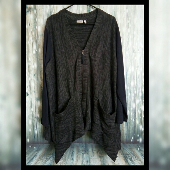 LOGO by Lori Goldstein Sweaters - Sharkbite cardigan LOGO by Lori Goldstein QVC